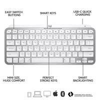 Logitech MX Keys Mini Bluetooth Backlit Ergonomic Keyboard for Mac - Pale Grey