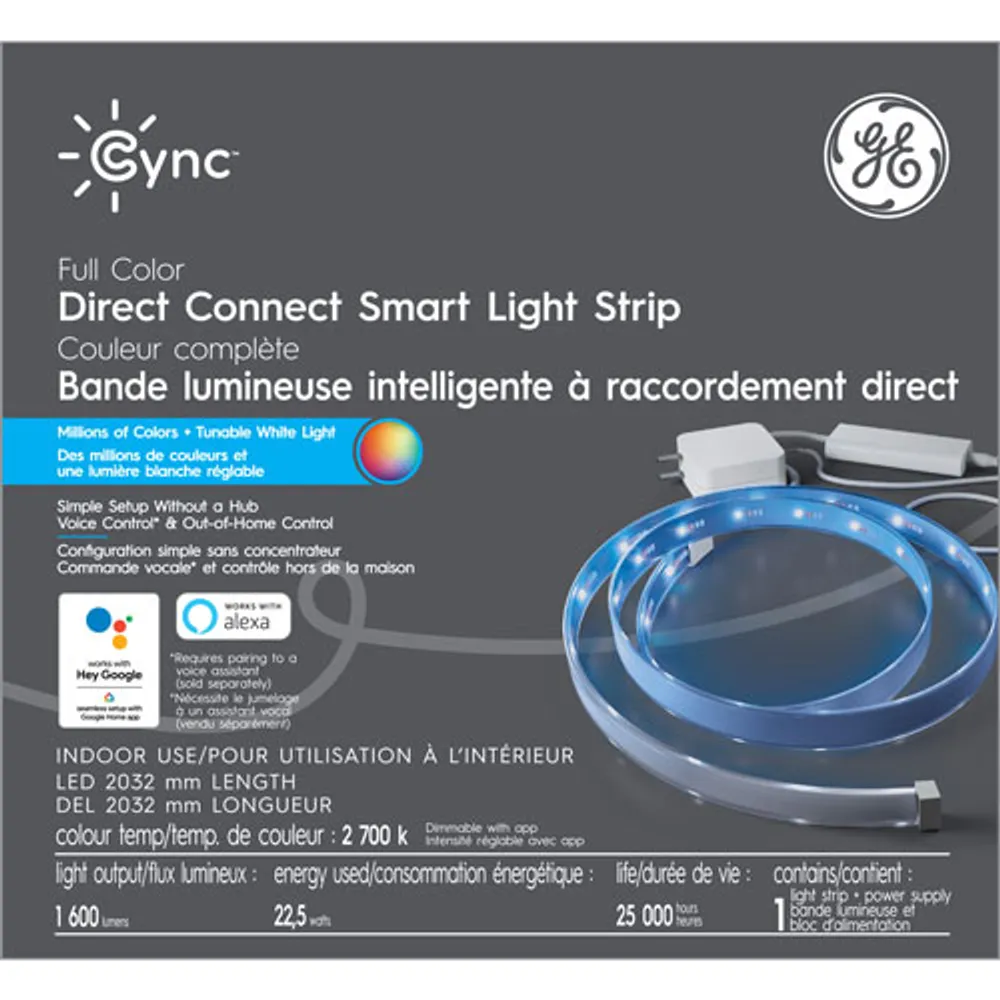 GE Cync 1.8m (6 ft) Direct Connect Smart LED Light Strip - Multi-Colour