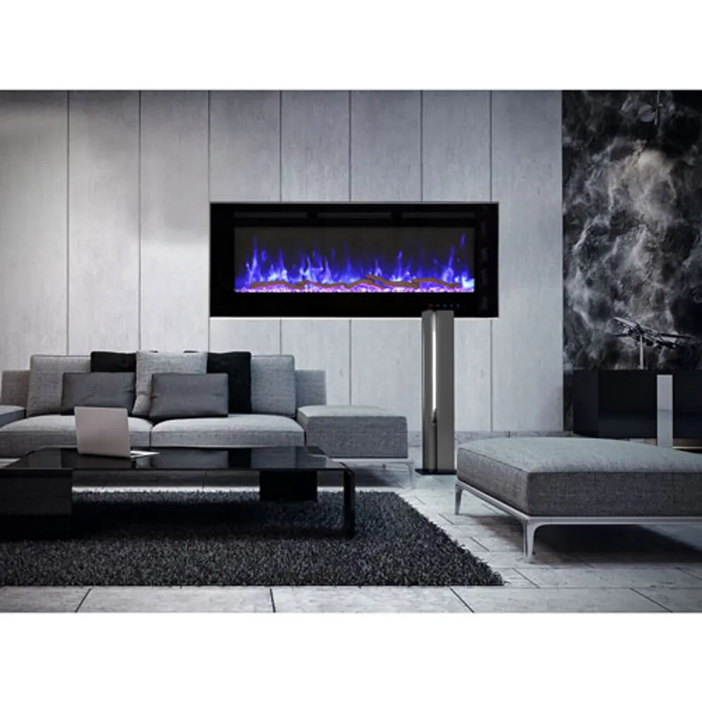 Paramount Smart Premium 60" Recessed/Wall-Mounted Electric Fireplace - 5000 BTU - Black