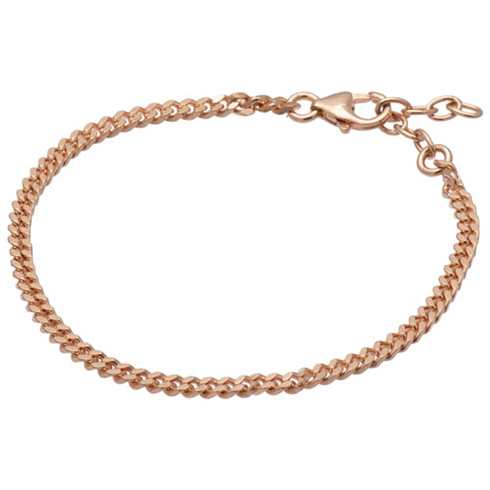 Bracelet à mailles gourmettes à taille diamant en bronze plaqué or rose 18 ct de Bronzoro