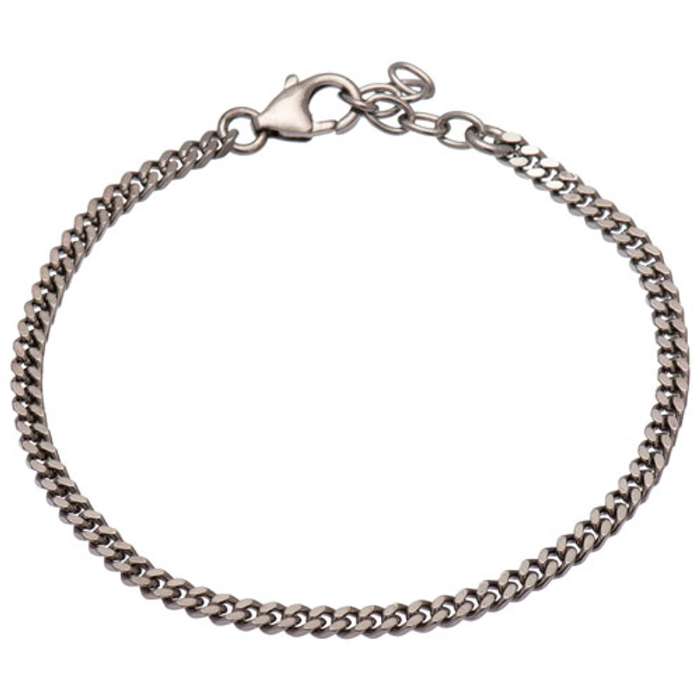 Bronzoro Diamond-Cut Curb Link Bracelet in Ruthenium on Bronze