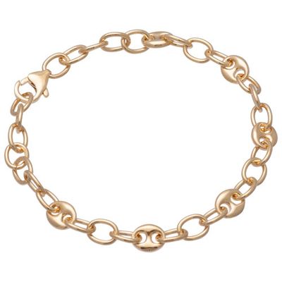 Bronzoro Puffed Marine Link Bracelet in 18K Yellow Gold on Bronze