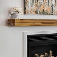 Elements 45" Acacia Wood Mantel / Wall Shelf - Natural Gloss