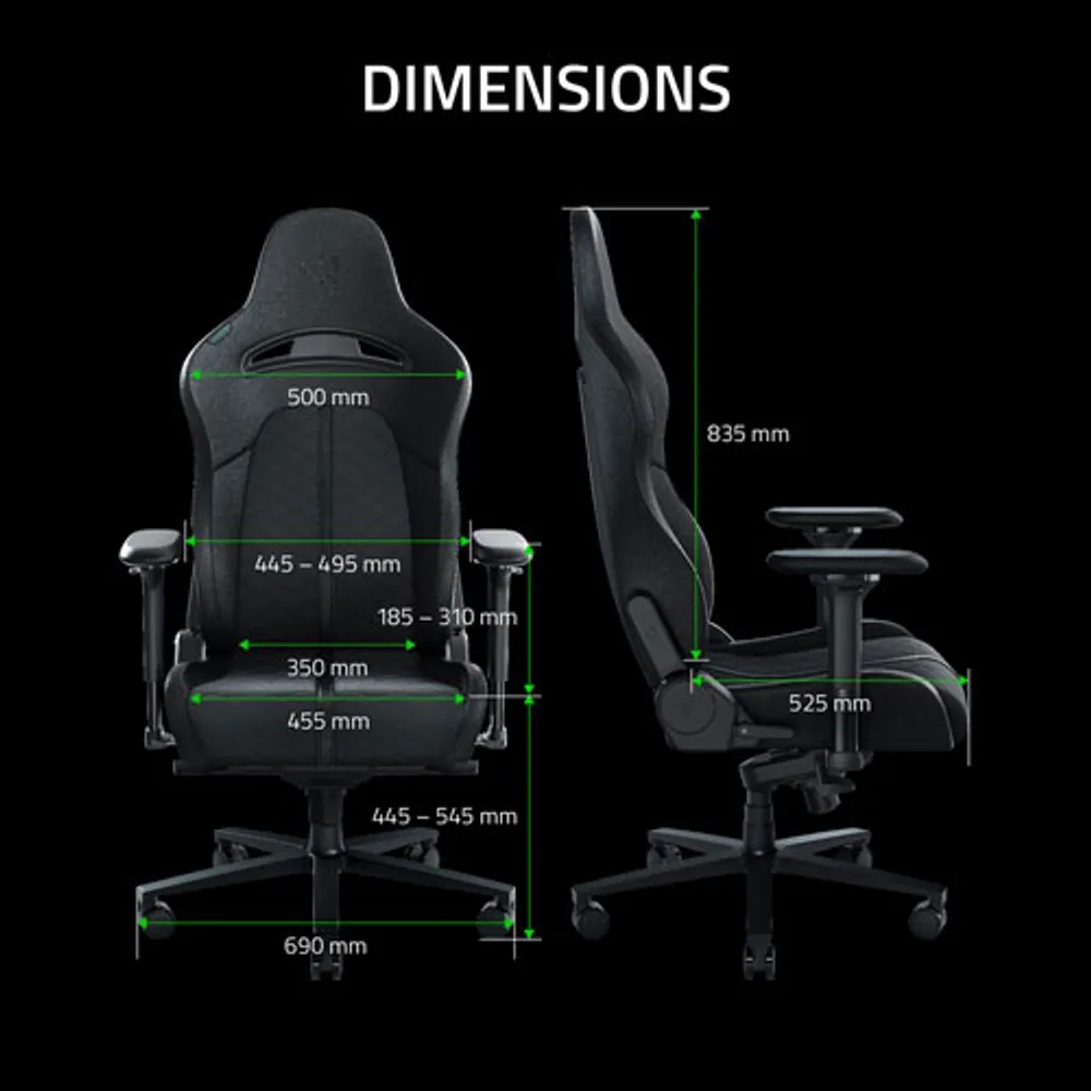 Razer Enki Ergonomic High-Back Faux Leather Gaming Chair - Black