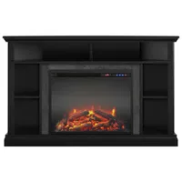 Ameriwood Home Overland 50" Corner Fireplace TV Stand with Logs Firebox - Black