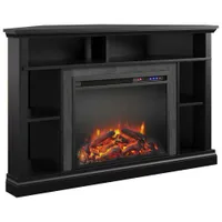 Ameriwood Home Overland 50" Corner Fireplace TV Stand with Logs Firebox - Black