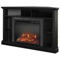 Ameriwood Home Overland 50" Corner Fireplace TV Stand with Logs Firebox - Black