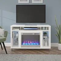 Ameriwood Home Lumina 48" Fireplace TV Stand with Logs Fireboxnd - White
