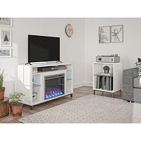Ameriwood Home Lumina 48" Fireplace TV Stand with Logs Fireboxnd - White