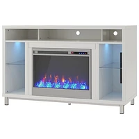 Ameriwood Home Lumina 48" Fireplace TV Stand with Logs Fireboxnd - White