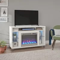 Ameriwood Home Lumina 48" Fireplace TV Stand with Logs Fireboxnd - White