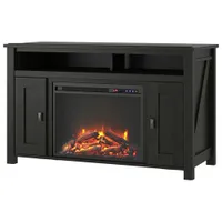 Ameriwood Home Farmington 50" Fireplace TV Stand with Logs Fireboxd - Black Oak