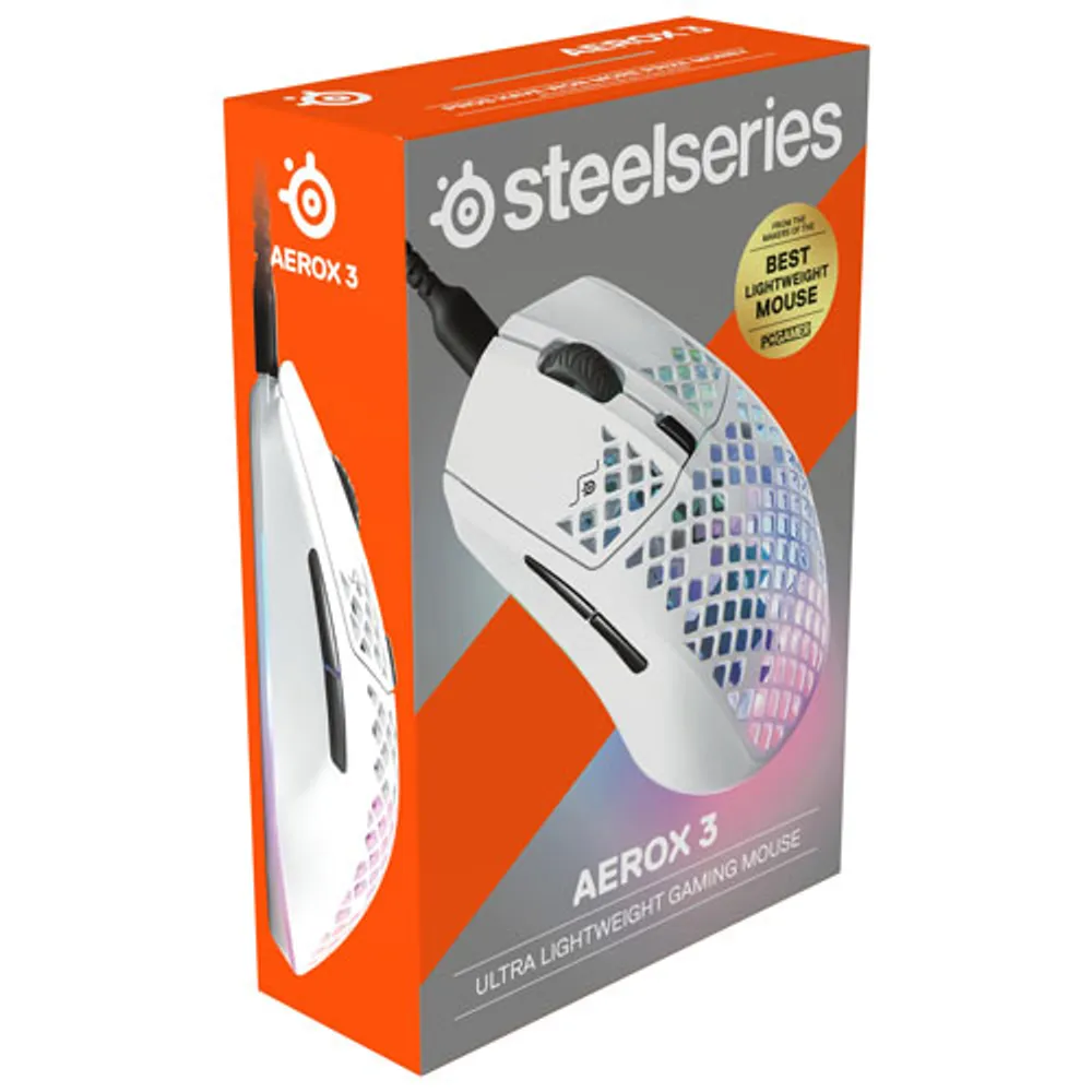 SteelSeries Aerox 3 2022 Edition 8500 DPI Optical Gaming Mouse - Snow