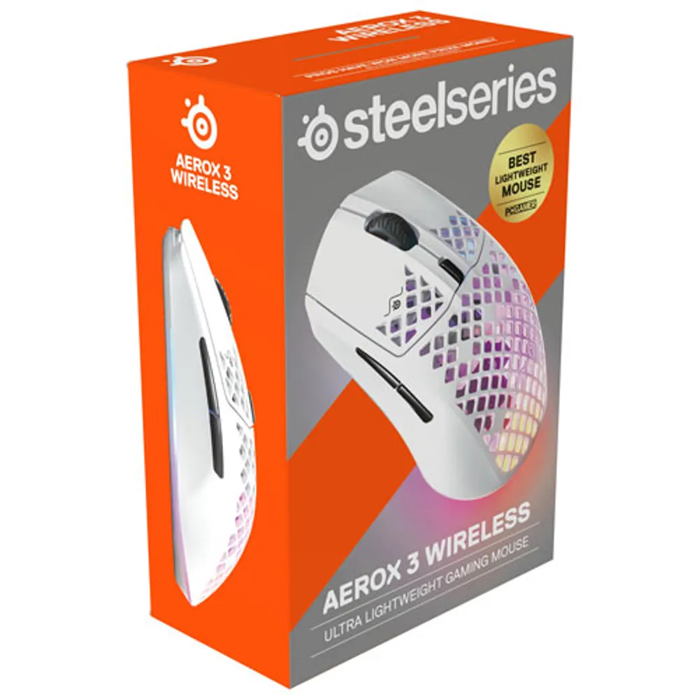 SteelSeries Aerox 3 2022 Edition 18000 DPI Bluetooth Optical Gaming Mouse - Snow