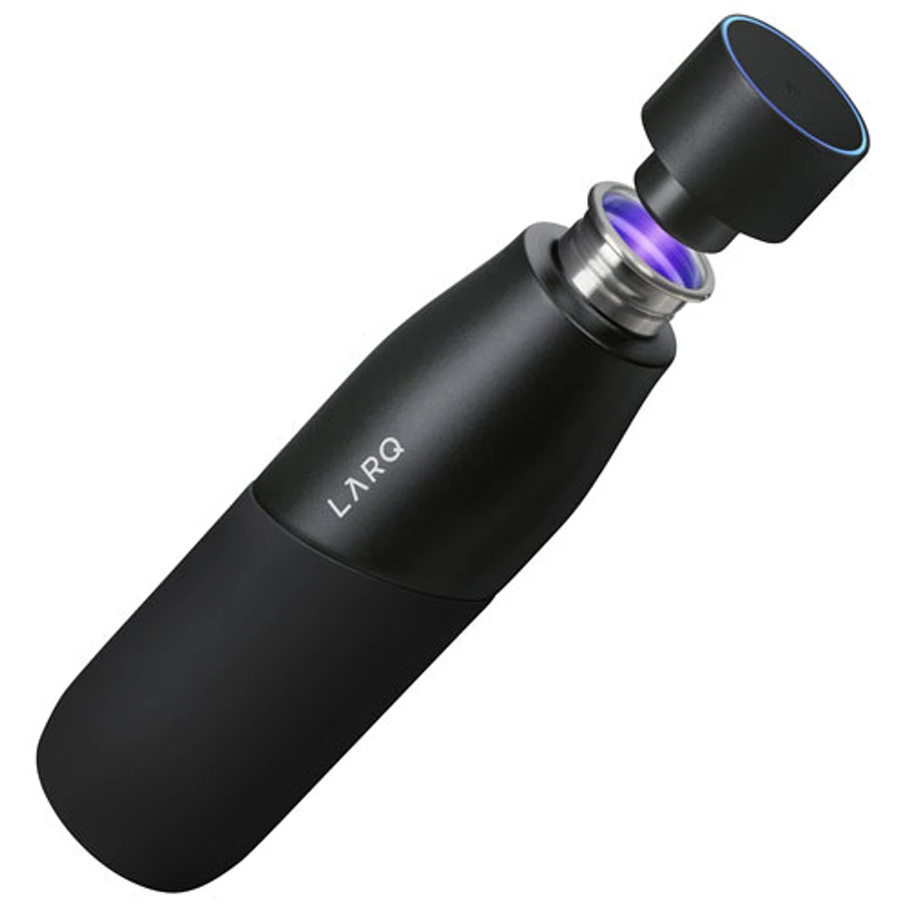 Bouteille d'eau autonettoyante de 710 ml (24 oz) en acier inoxydable PureVis Movement de LARQ - Noir/Onyx