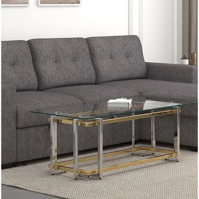 Inspire Contemporary Rectangular Coffee Table - Silver/Gold