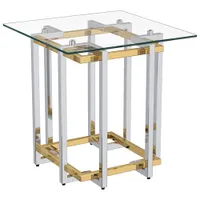 Inspire Contemporary Square Accent Table - Silver/Gold