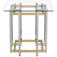 Inspire Contemporary Square Accent Table - Silver/Gold