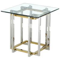 Inspire Contemporary Square Accent Table - Silver/Gold