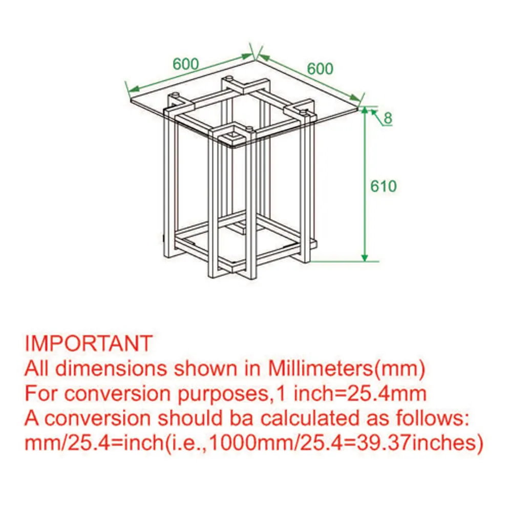 Inspire Contemporary Square Accent Table - Silver/Gold