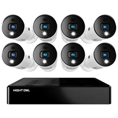 Night Owl Wired 8-CH 1TB DVR Security System with 8 Bullet 1080p Full HD Cameras - Black/White