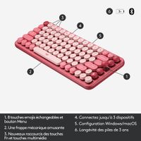 Logitech POP Keys Wireless Mechanical Keyboard with Customizable Emoji Keys - Rose - En