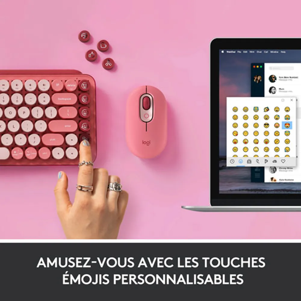 Logitech POP Keys Wireless Mechanical Keyboard with Customizable Emoji Keys - Rose - En