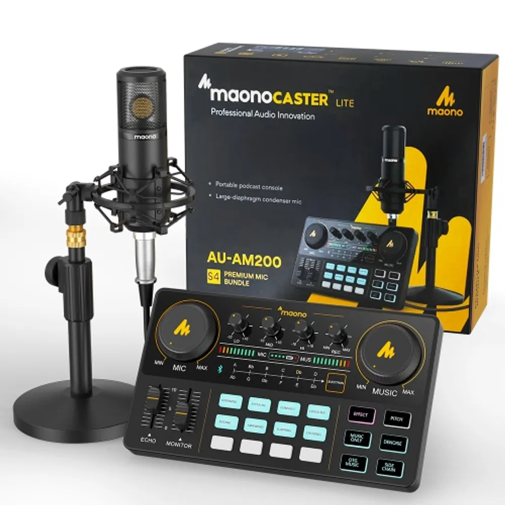 MAONOCASTER Pro Podcast Kit with Condenser Studio Microphone and Audio  Interface