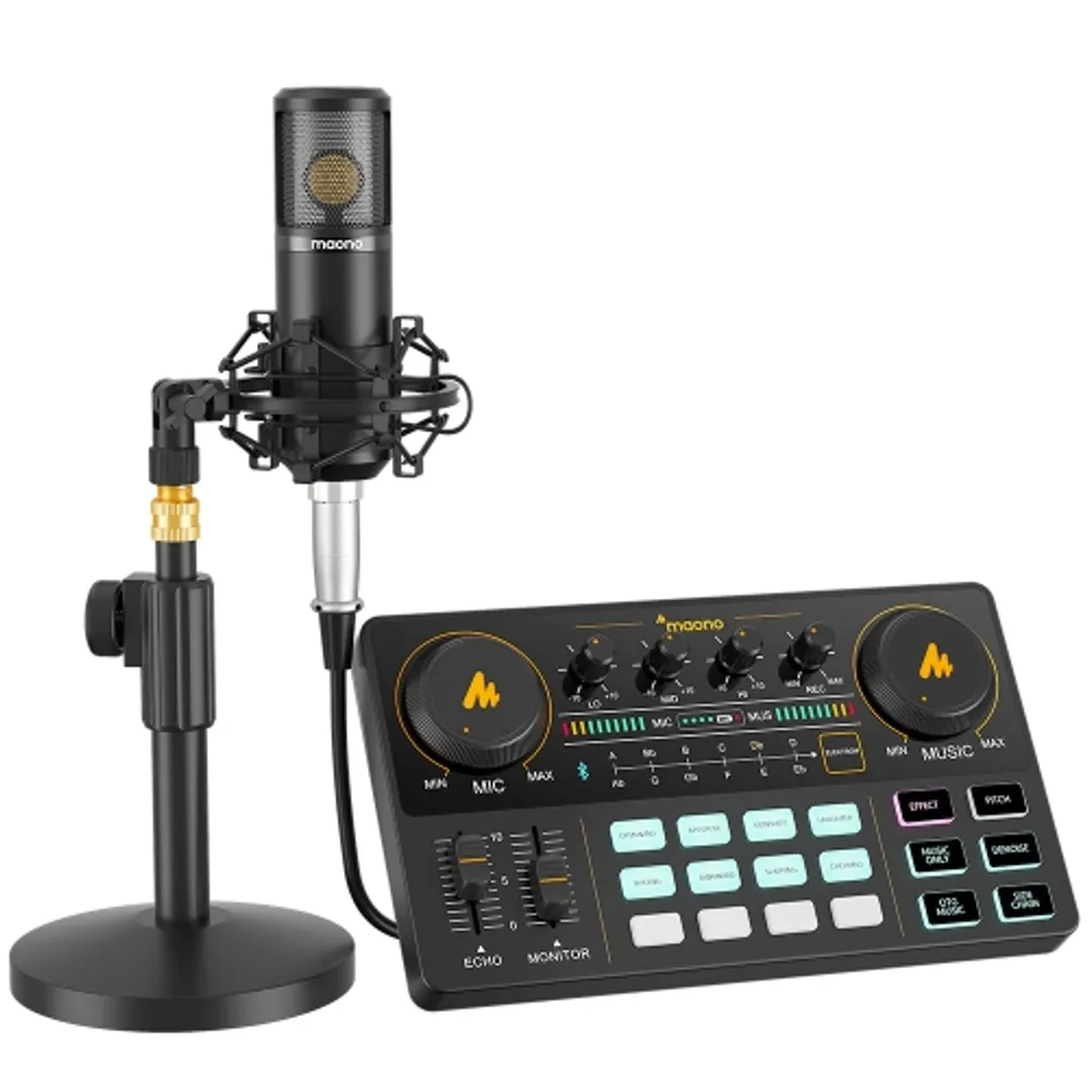 MAONOCASTER Pro Podcast Kit with Condenser Studio Microphone and Audio  Interface