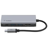 Concentrateur USB-C 4-en-1 CONNECT de Belkin avec Power Delivery (AVC006BTSGY)