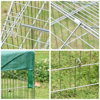 PawHut Small Animal Cage Outdoor Metal Kennel Enclosure Utilizable as  Rabbit or Chicken Run, 87