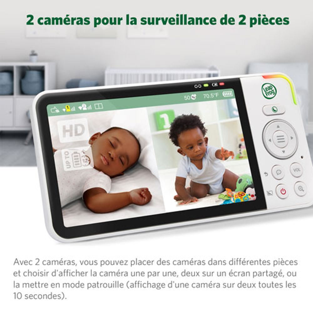 LeapFrog 5" Video Baby Monitor w/ 2 Cameras, Colour Night Vision & Zoom/Pan/Tilt (LF925-2HD)