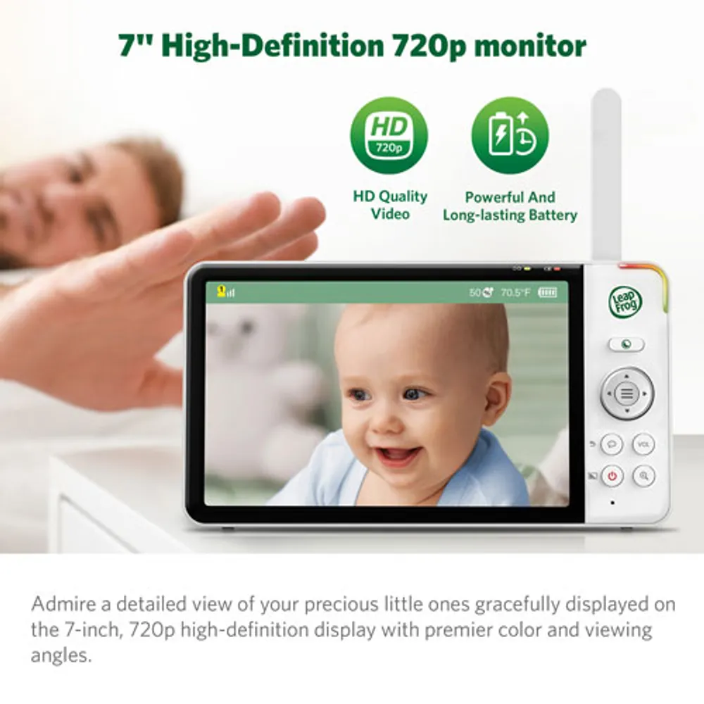 LeapFrog 7" Video Baby Monitor w/ Colour Night Vision, Zoom/Pan/Tilt, & 2-Way Audio (LF920HD)