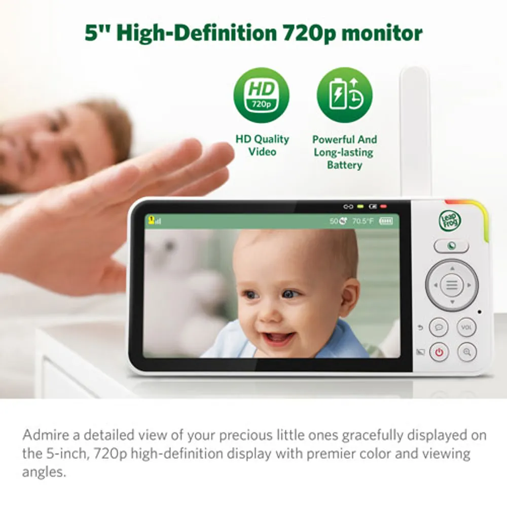 LeapFrog 5" Video Baby Monitor w/ Colour Night Vision, Zoom/Pan/Tilt, & 2-Way Audio (LF915HD)