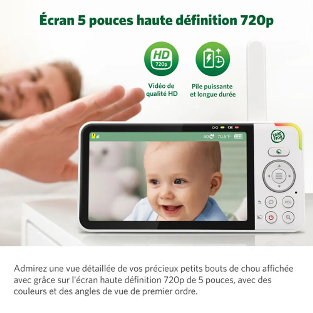 LeapFrog 5" Video Baby Monitor w/ Colour Night Vision, Zoom/Pan/Tilt, & 2-Way Audio (LF915HD)