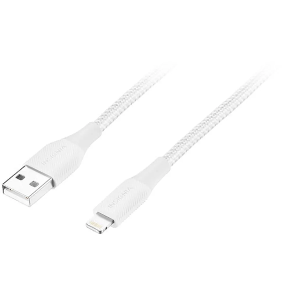 Insignia Apple MFi Certified 0.3m (1 ft.) Braided Lightning to USB-A Cable - Moon Grey