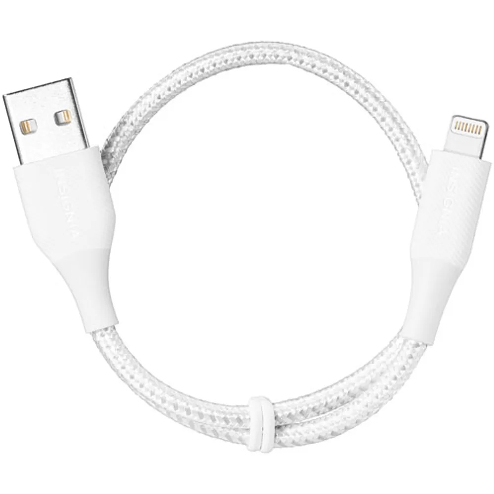 Insignia Apple MFi Certified 0.3m (1 ft.) Braided Lightning to USB-A Cable - Moon Grey