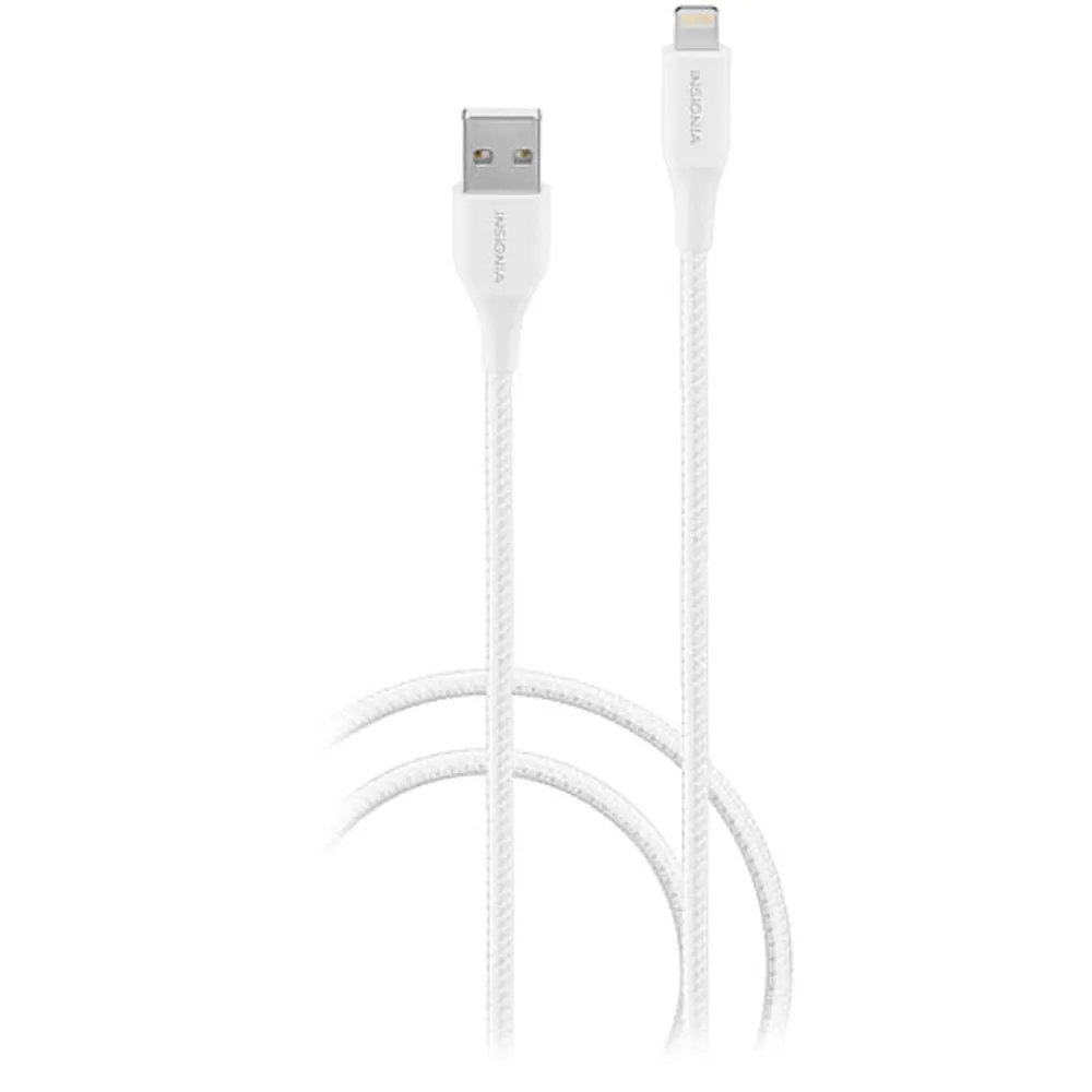 Insignia Apple MFi Certified 1.2m (4 ft.) Braided Lightning to USB-A Cable - Moon Grey