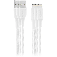 Insignia Apple MFi Certified 1.2m/1.8m/3m Braided Lightning to USB-A Cable - Moon Grey - Set of 3