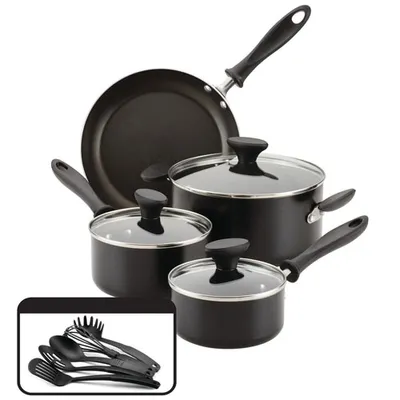 Batterie de cuisine de 12 pièces en aluminium Reliance de Farberware - Noir