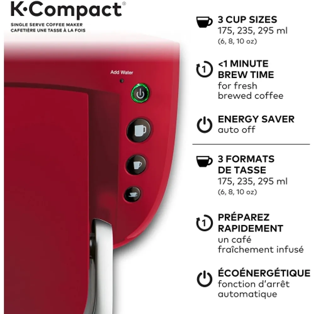 Keurig K-Compact Single-Serve K-Cup Pod Coffee Maker, Red 