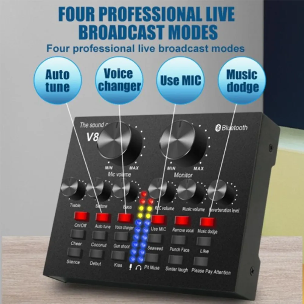 TECHNO Live Sound Card Audio Mixer External USB Headset Mobile Computer External Sound Card Karaoke Sound Mixer for Live Recording Home KTV Voice Chat | Galeries de la Capitale