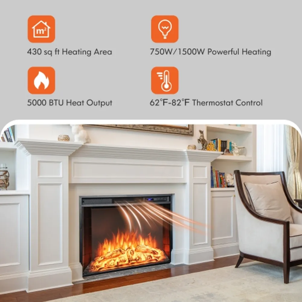 Topbuy 26 Inch Recessed Electric Fireplace Insert heater W/ Remote Control  750W/1500W | Scarborough Town Centre