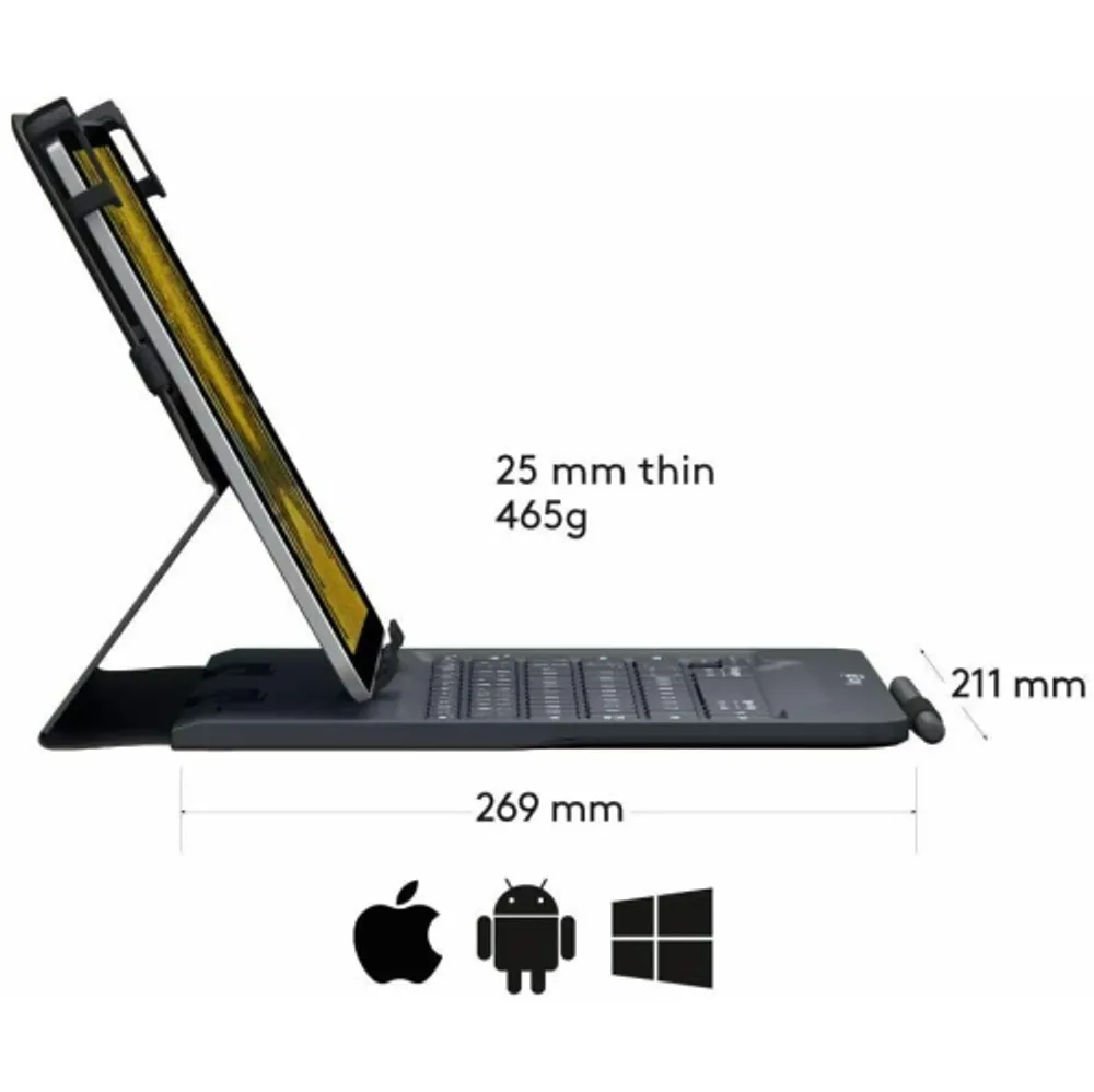 ☆美しい商品価格☆ Logitech iPad (7th， 8th and 9th generation) Keyboard Case Slim  Folio with integrated wireless keyboard (Graphite)