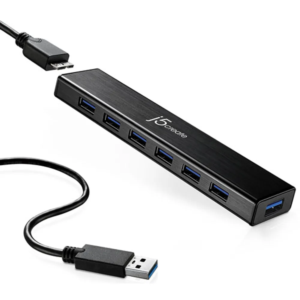 j5create 7-Port USB 3.0 Hub (JUH377) - Black