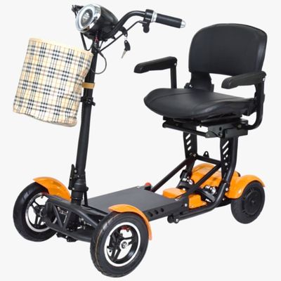 Lightweight Heavy Duty Electric Mobility Scooter, Adjustable Wide Premium Seat and Handlebar, Up to 12 Miles - Gold Color