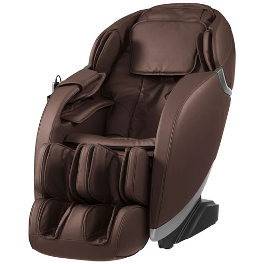 Fauteuil de massage à inclinaison complète 2D Zero Gravity d'Insignia - Brun/Bordure argentée