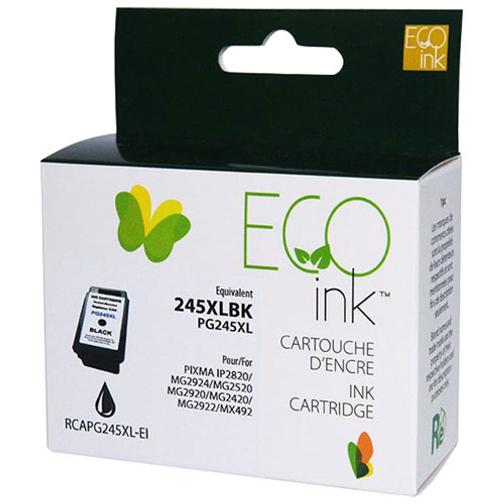 Eco Ink Black Remanufactured Ink Cartridge Compatible with Canon (PG245XL)