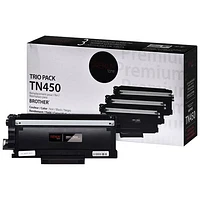 Premium Tone Black Toner Cartridge Compatible with Brother (TN450) - 3 Pack