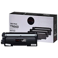 Premium Tone Black Toner Cartridge Compatible with Brother (TN660) - 3 Pack